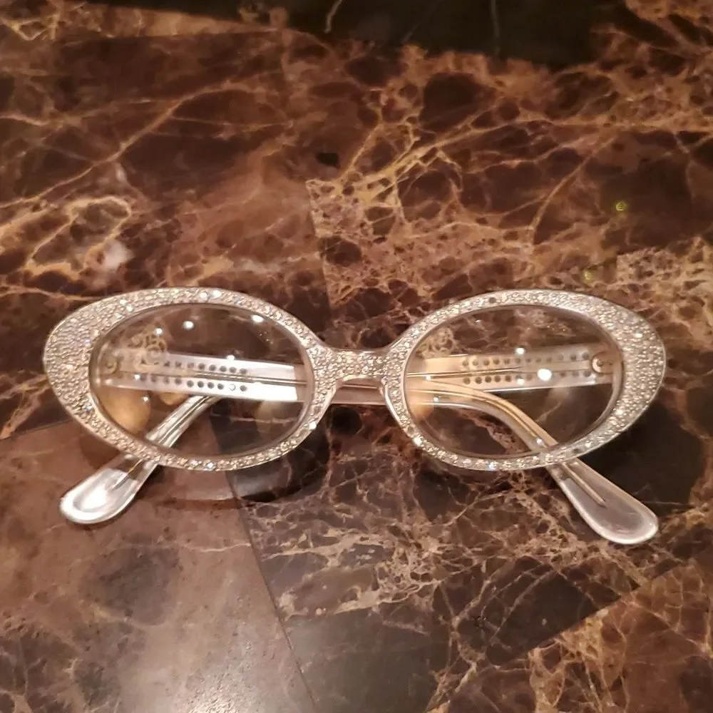 Vintage Cat Eye Rhinestone Glass from the 1950's 60's, By L. EVARD TWE FRANCE.